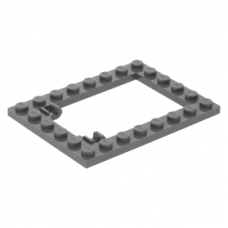 LEGO lapos elem 6×8 csapóajtókeret, sötétszürke (92107)